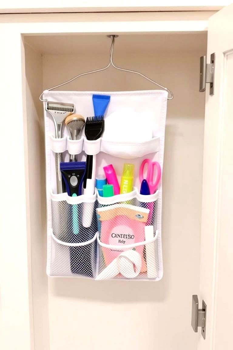 Use Hanging Organizers for Small Items - 24 Bathroom Cabinet Organization Ideas