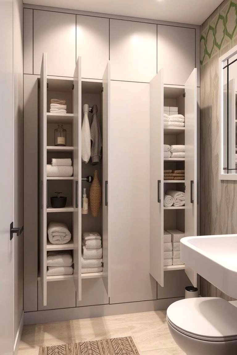 Use Hidden Storage - 24 Small Master Bathroom Ideas