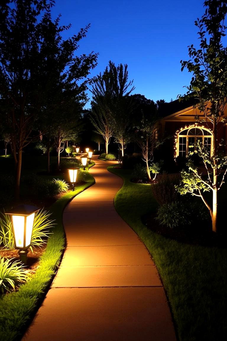 Use Landscape Lighting - 24 Front Yard Landscaping Ideas