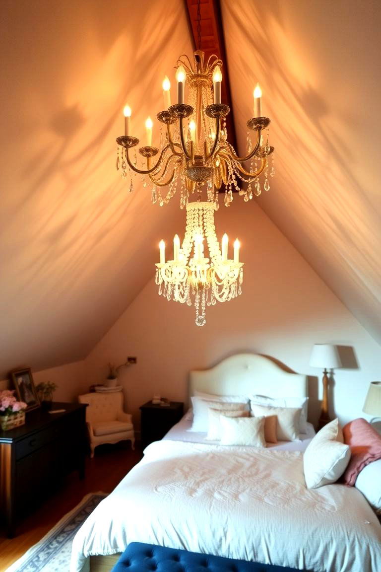 Use Light Fixtures as Statement Pieces - 24 Attic Bedroom Ideas