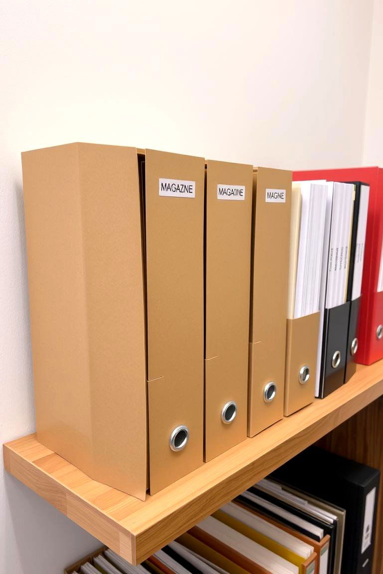 Use Magazine Files for Document and Folder Storage - 24 Office Storage Ideas