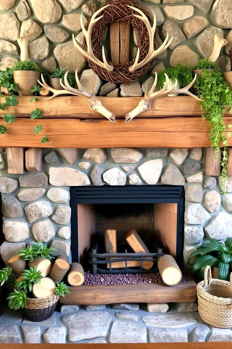 Use Natural Elements for a Rustic Fireplace Look - 24 Fireplace Decor Ideas