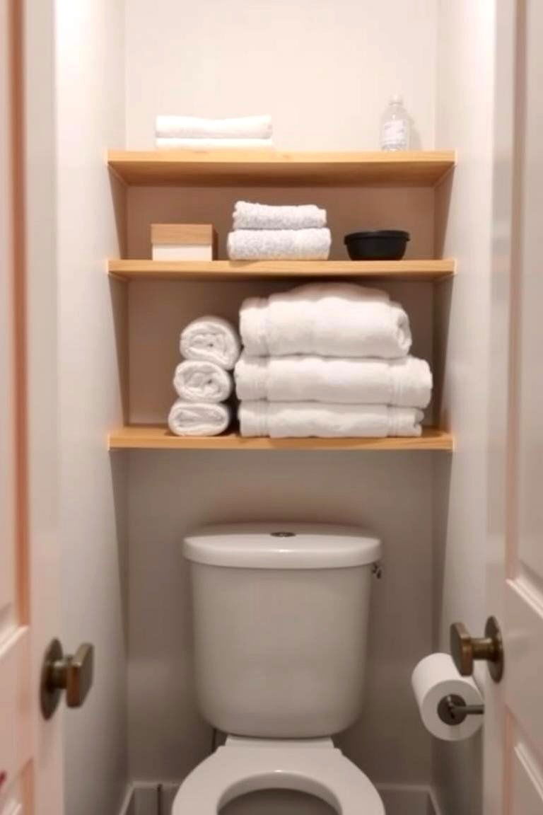 Use Open Shelving for Easy Access - 24 Small Master Bathroom Ideas