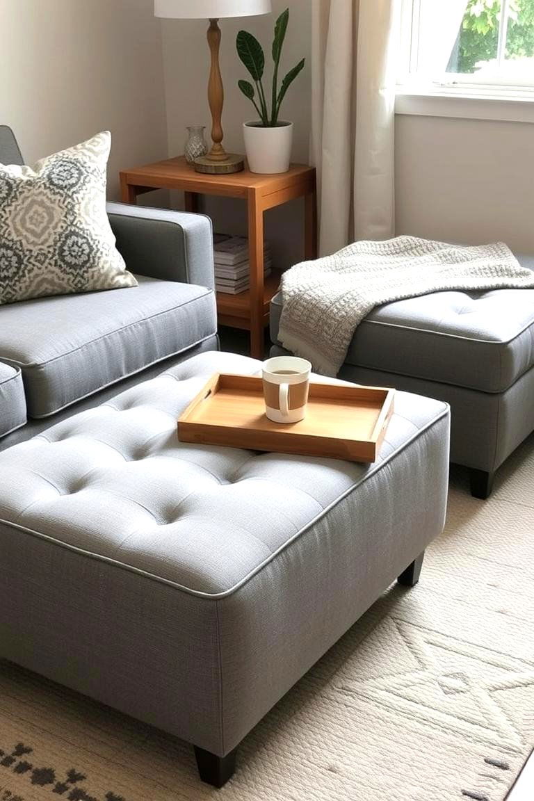 Use Ottomans as Flexible Seating and Tables - 24 Small Living Room Ideas