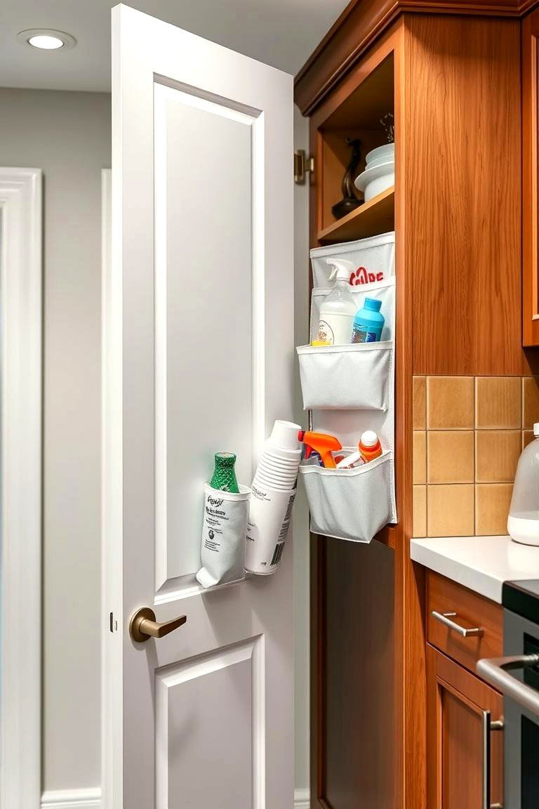 Use Over the Door Organizers - 24 Small Galley Kitchen Ideas on a Budget