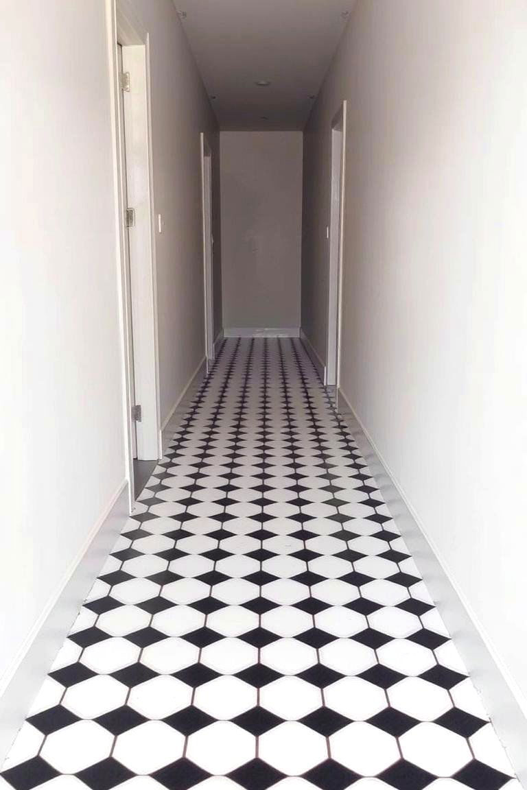 Use Patterned Flooring to Add Interest - 24 Narrow Hallway Ideas