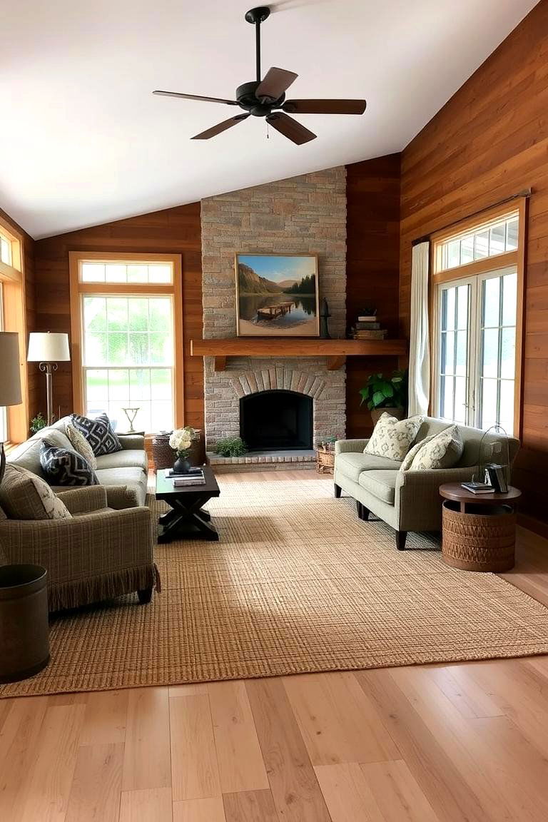 Use Rugs to Define Spaces and Add Warmth - 24 Lake House Decorating Ideas