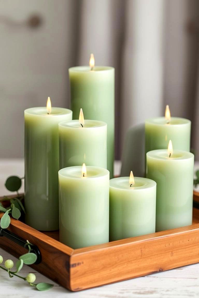 Use Sage Green Candles or Diffusers for a Calming Ambiance - 24 Rustic Sage Green Living Room Ideas