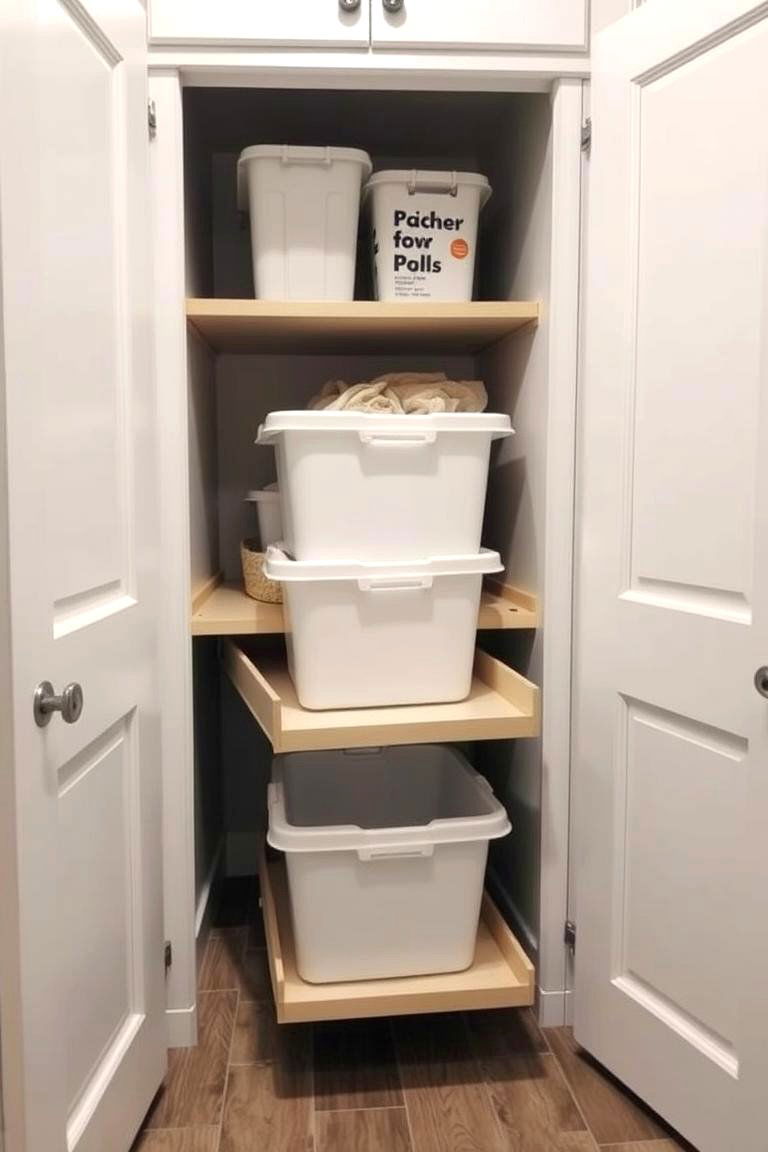 Use Sliding Bins for Easy Access - 24 basement laundry room ideas