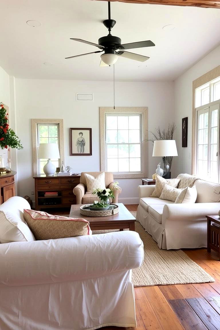 Use Slipcovers for Easy Maintenance - 24 Cottage Living Room Ideas