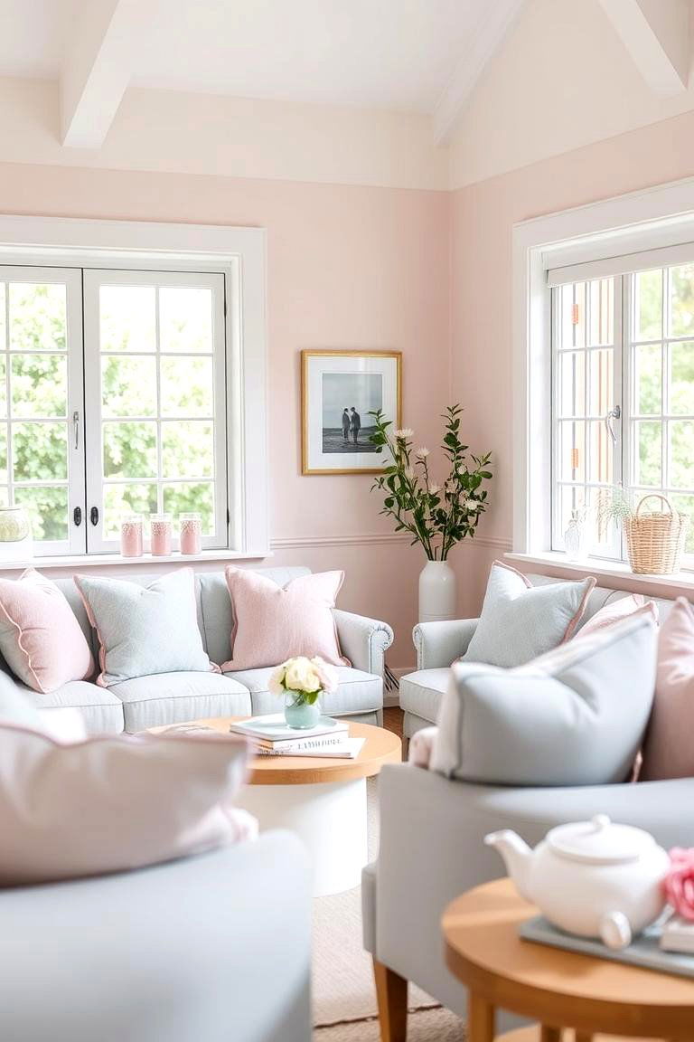 Use Soft Pastels for a Light Fresh Feel - 24 Cottage Living Room Ideas