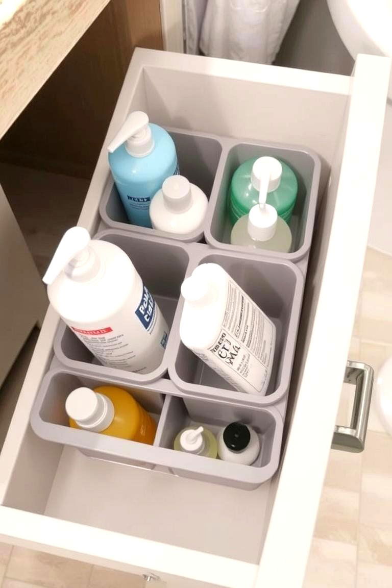 Use Stackable Bins for Toiletries - 24 Bathroom Drawer Organization Ideas