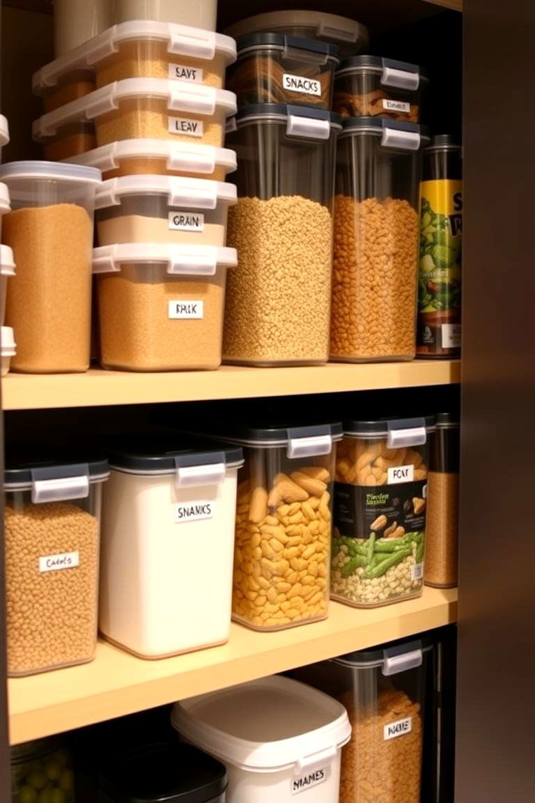 Use Stackable Containers for Food Storage - 24 Kitchen Cabinet Organization Ideas