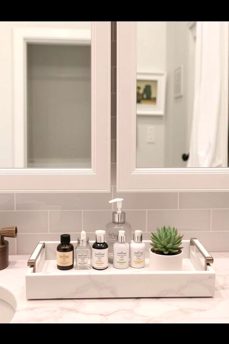 Use Trays for Organization - 24 Small Ensuite Design Ideas