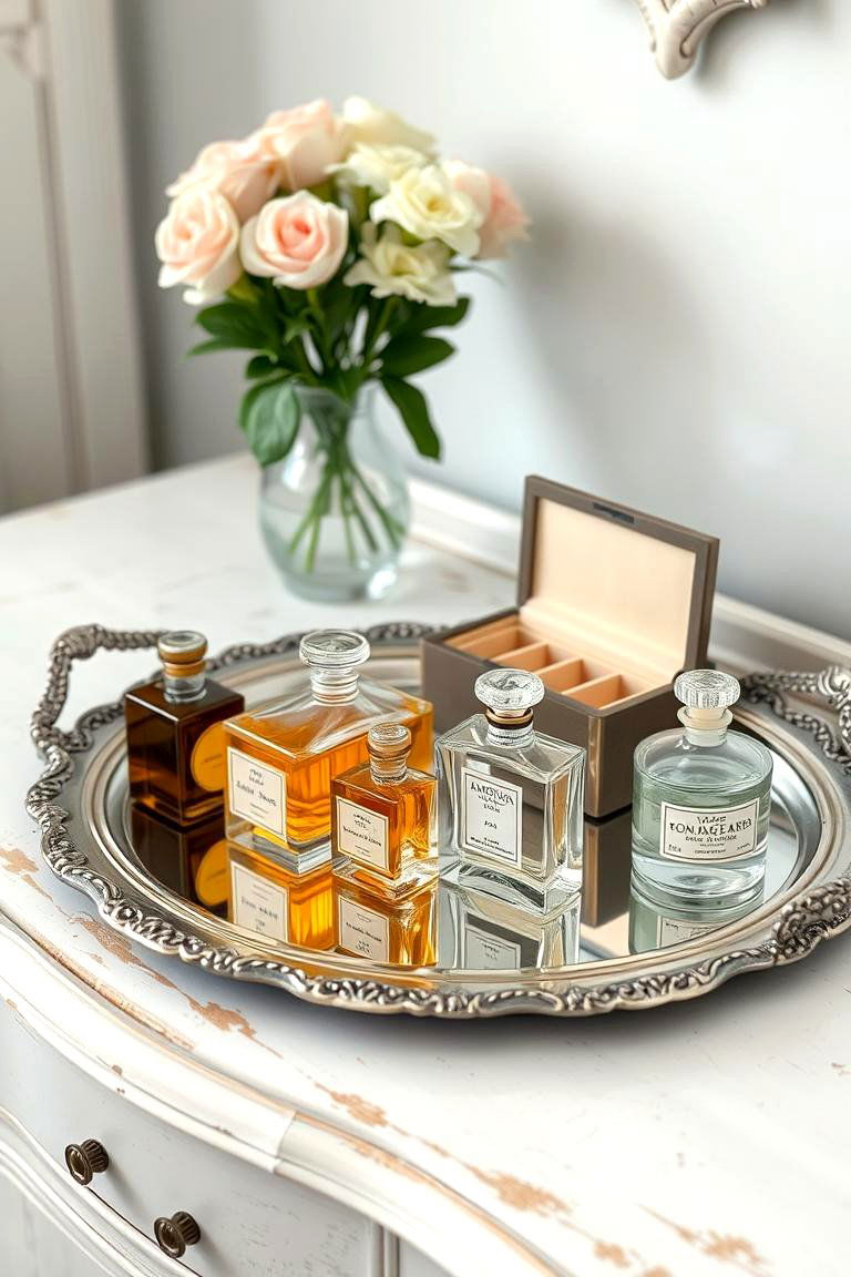 Use Trays for Organization - 24 Shabby Chic Bedroom Ideas