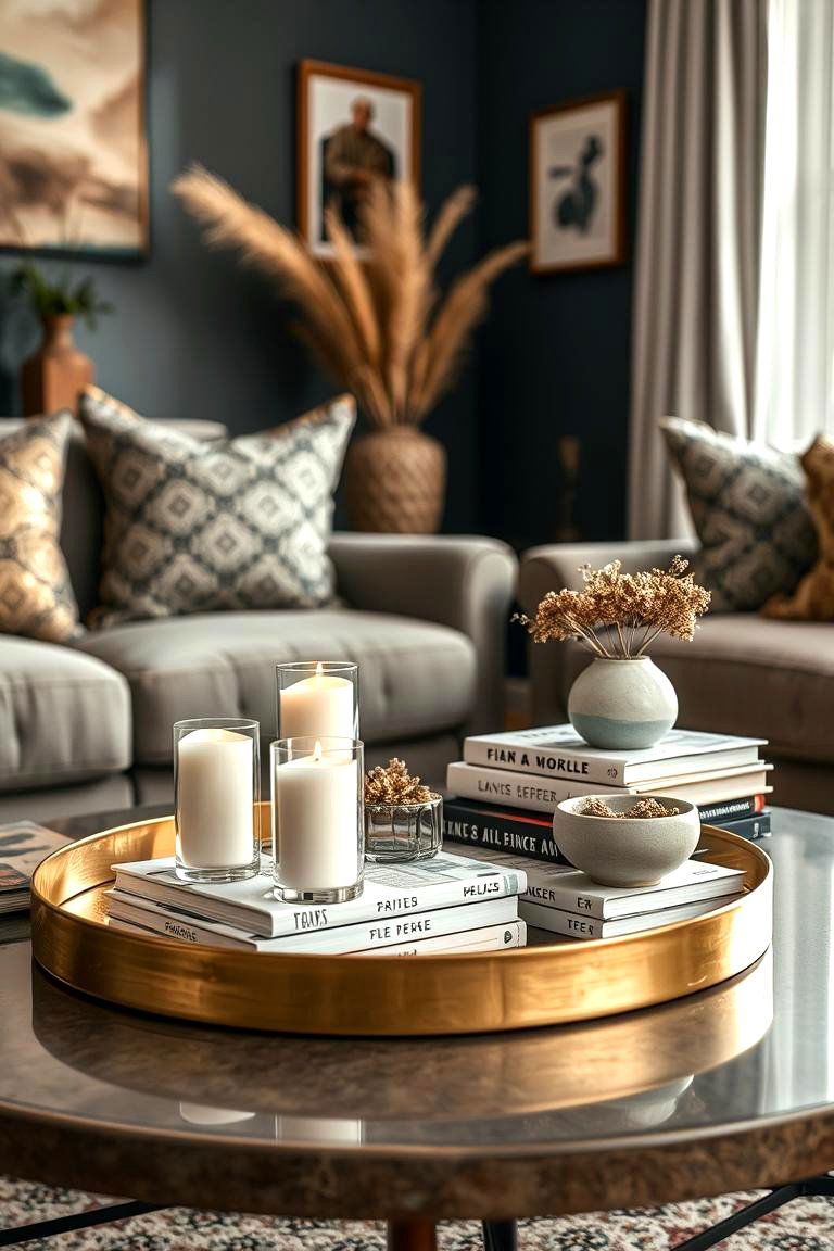 Use Trays for Styling - 24 Moody Boho Living Room Ideas