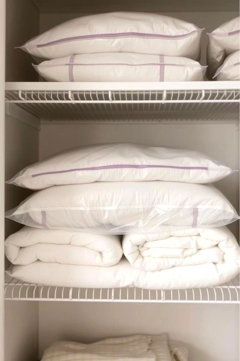 Use Vacuum Storage Bags for Bulky Items - 24 Small Closet Storage Ideas