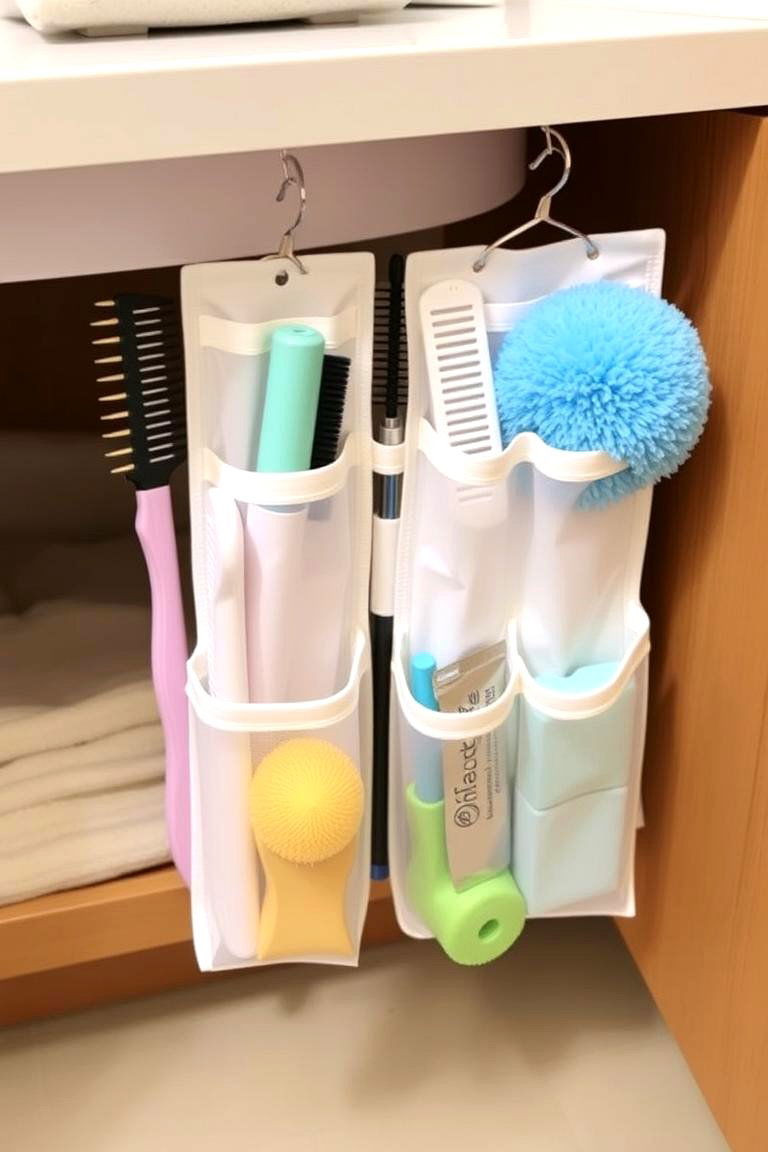 Use Vertical Space with Hanging Organizers - 24 Bathroom Drawer Organization Ideas