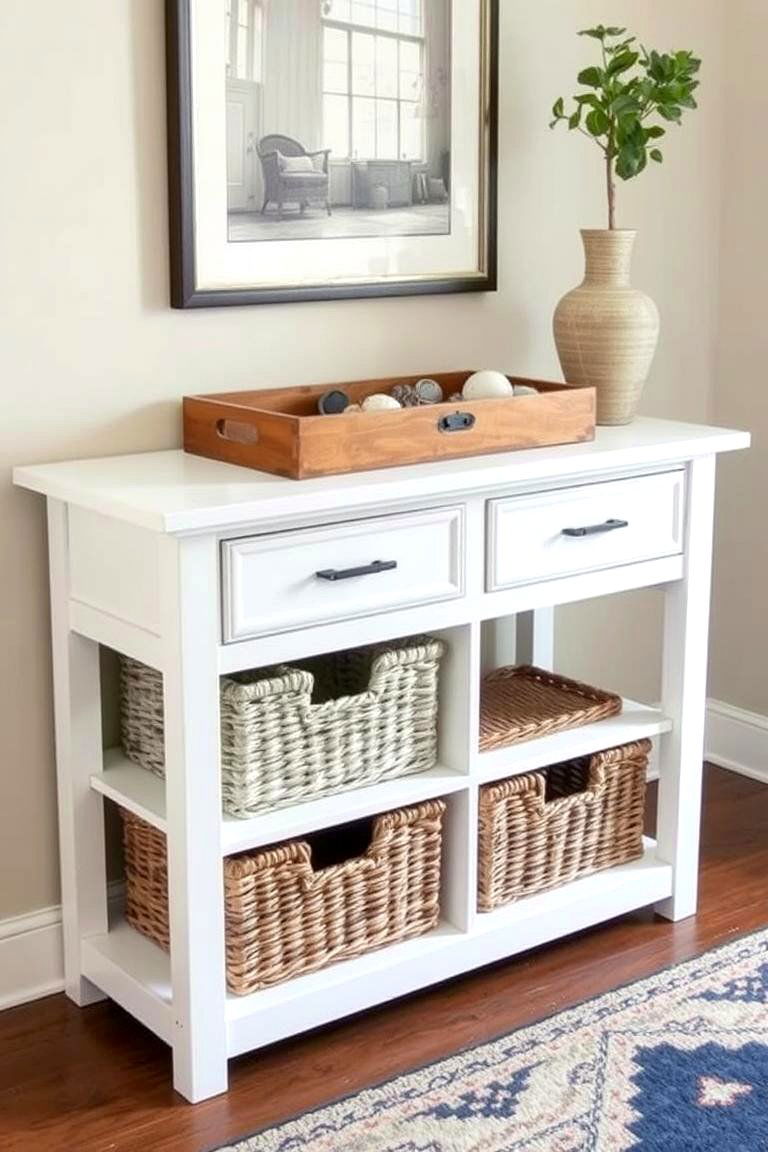 Use a Console Table with Built in Storage - 24 Entry Table Decor Ideas