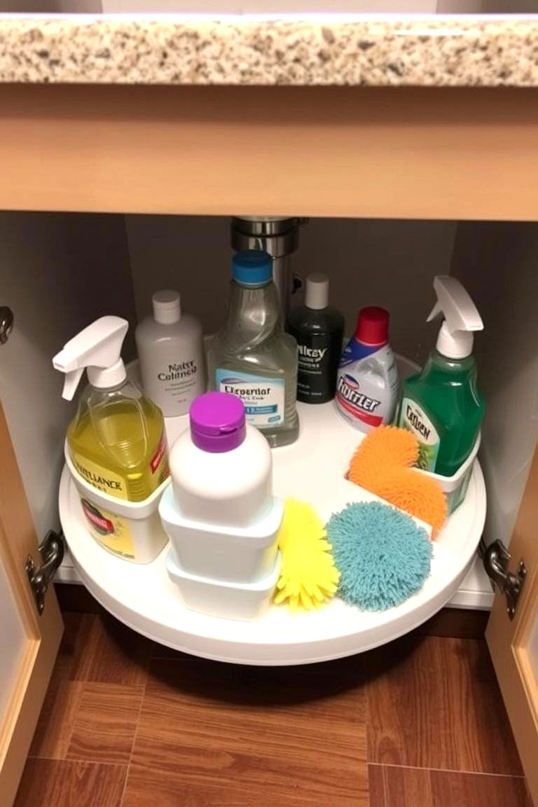 Use a Lazy Susan for Under Sink Storage - 24 Kitchen Cabinet Organization Ideas