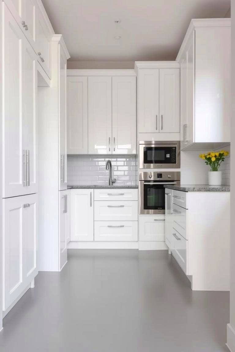 Use a Light Gray Floor for Subtle Contrast - 24 Small White Kitchen Ideas