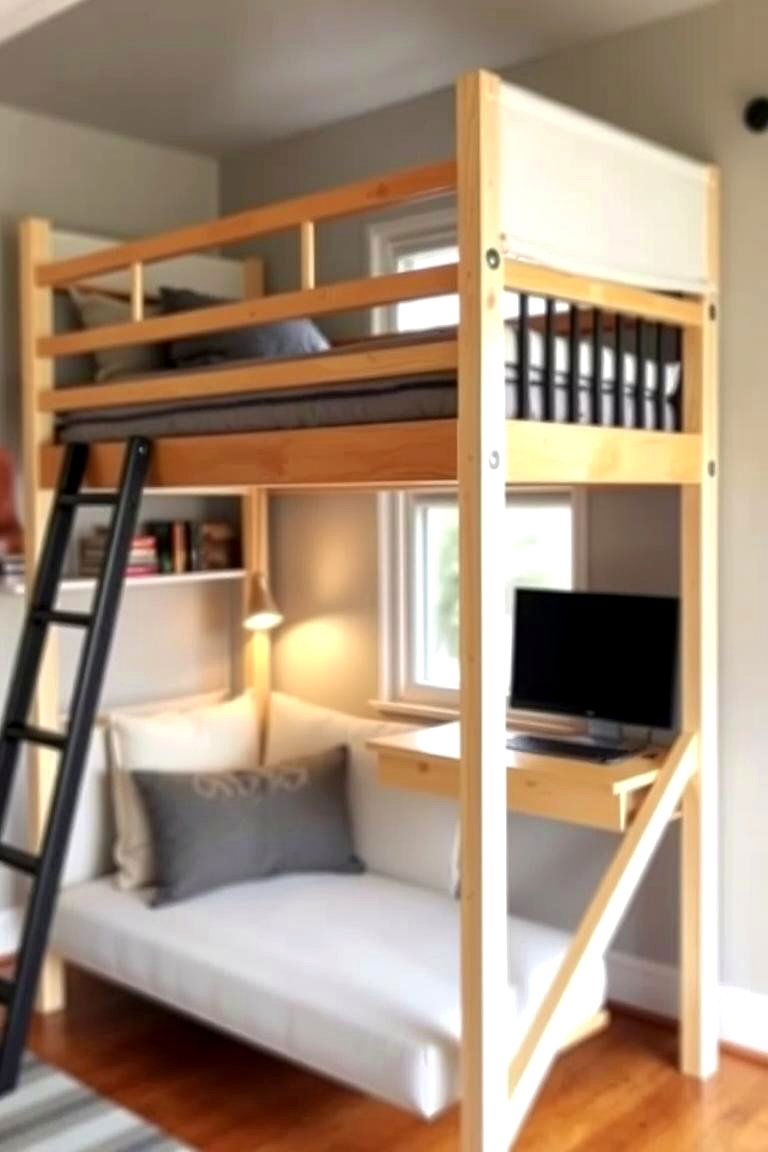 Use a Lofted Bed for Added Space - 24 Small Guest Bedroom Ideas