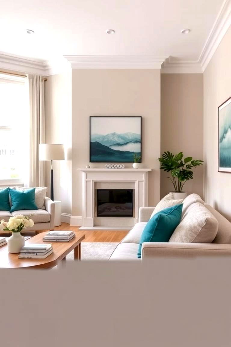 Use a Neutral Color Palette with Pops of Color - 24 Townhouse Interior Design Ideas