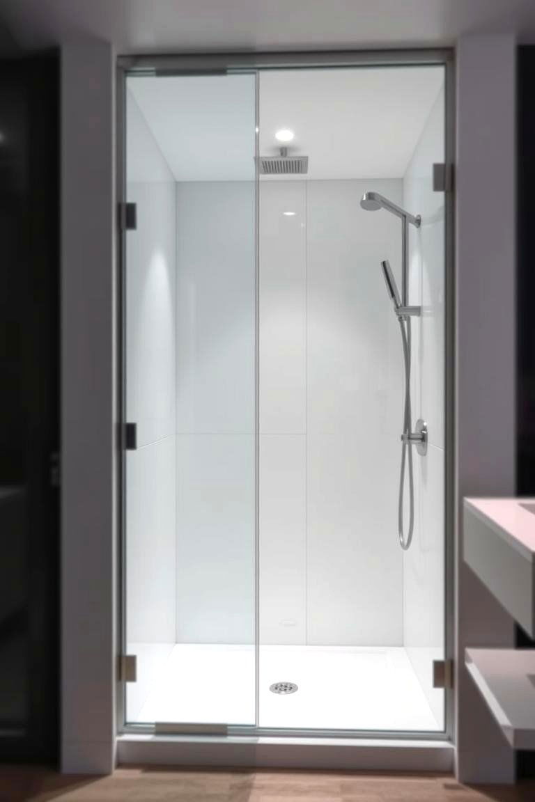 Use a Sliding Door for the Shower - 24 Small Master Bathroom Ideas