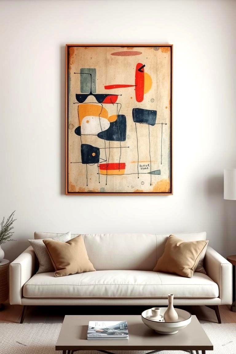 Use of Bold and Abstract Art - 27 1950s Living Room Ideas