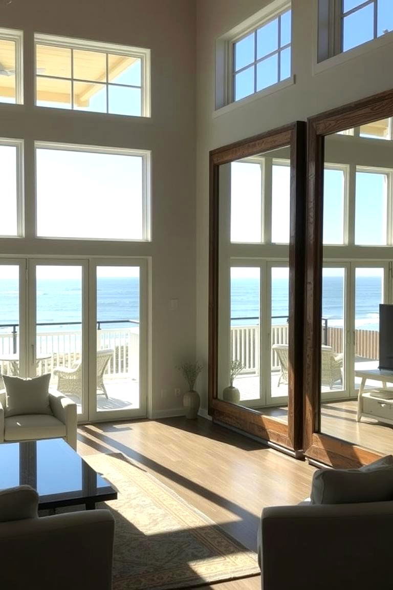 Use of Mirrors - 24 Beach House Living Room Ideas