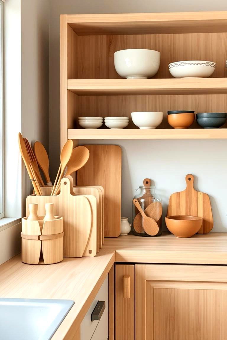 Use of Natural Materials for Accessories - 24 Japanese Style Kitchen Ideas