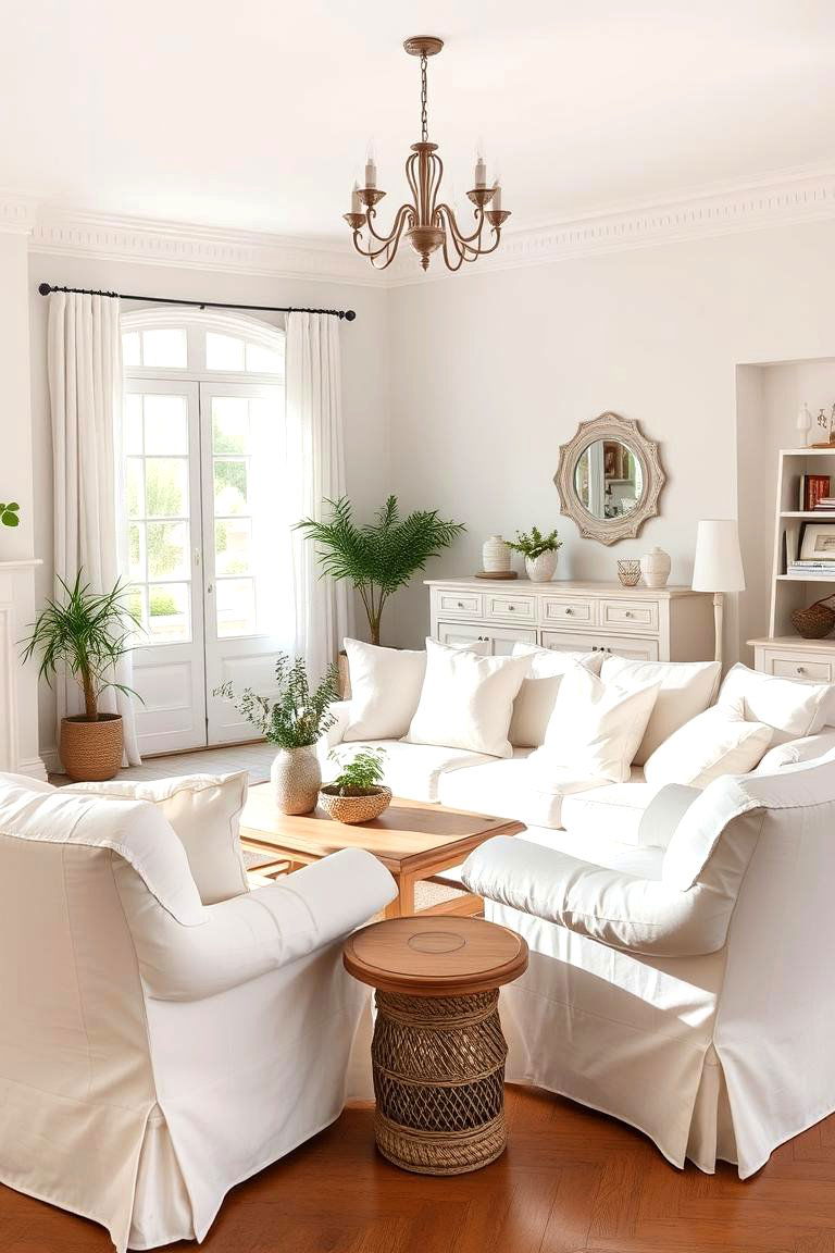 Use of Slipcovers on Upholstery - 24 Shabby-chic Style Living Room Ideas