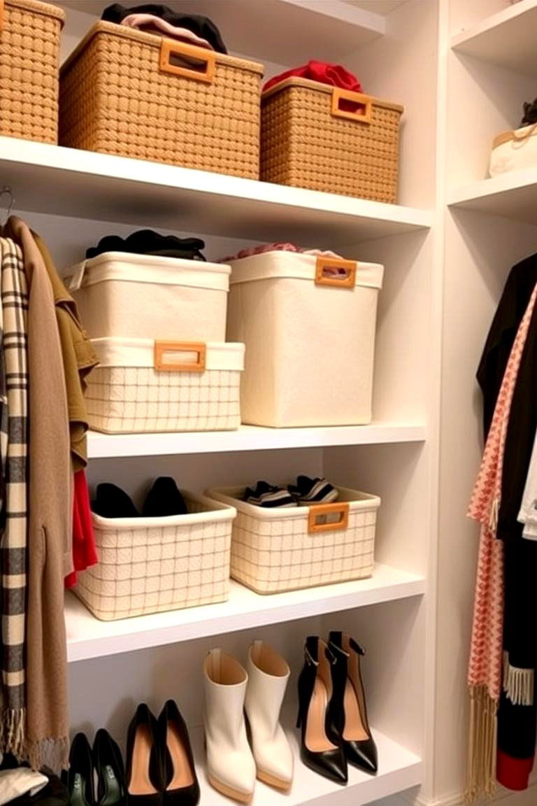 Using Baskets and Bins for Organized Storage - 24 Dressing Room Ideas
