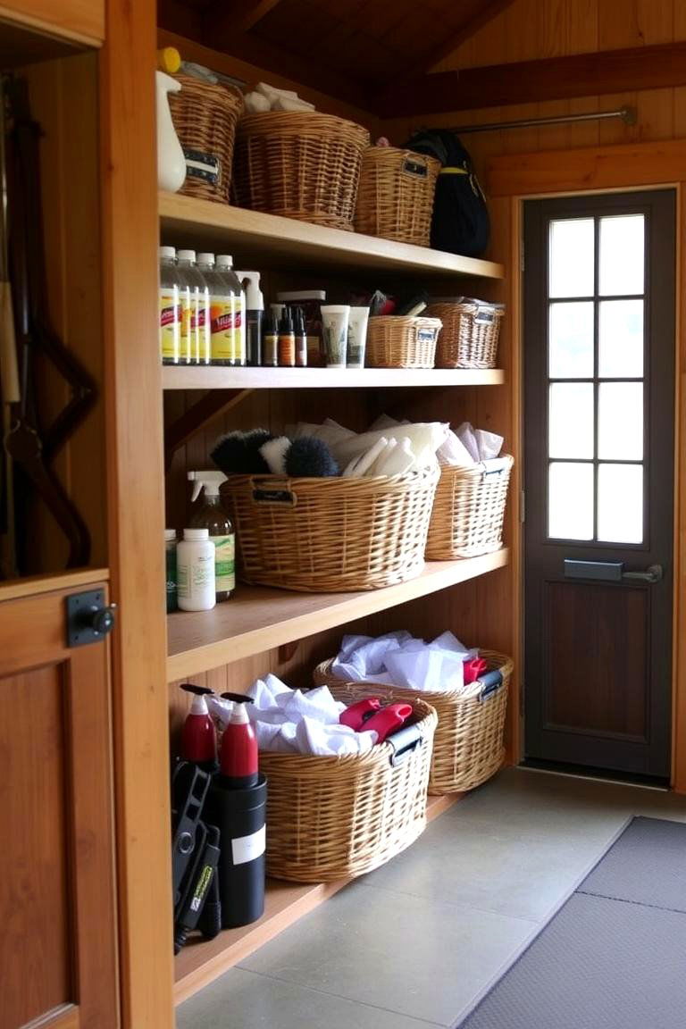 Using Baskets for Additional Storage - 24 Tack Room Ideas