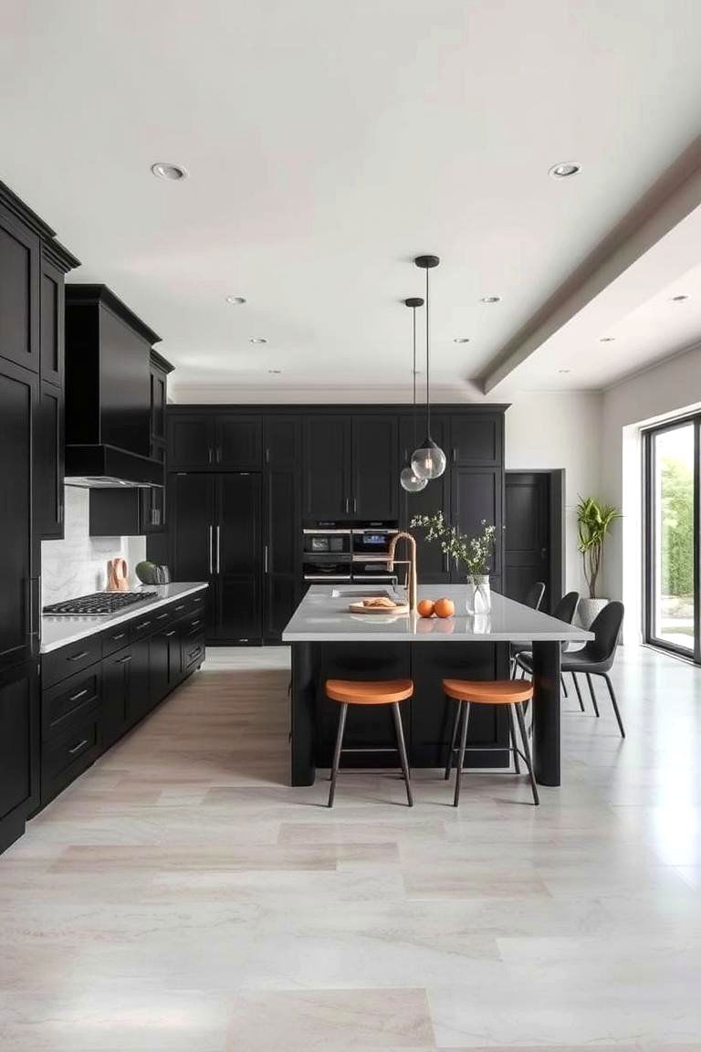 Using Black Cabinets to Define Zones in an Open Space - 24 kitchens with beautiful black cabinets