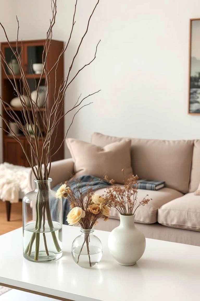 Using Branches and Dried Florals for Decor - 24 Organic Modern Living Room Design Ideas