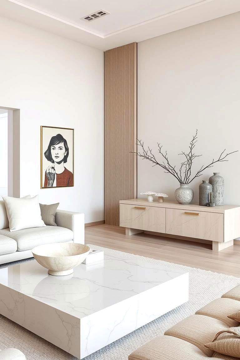 Using Natural Stone Elements - 24 Neutral Living Room Ideas