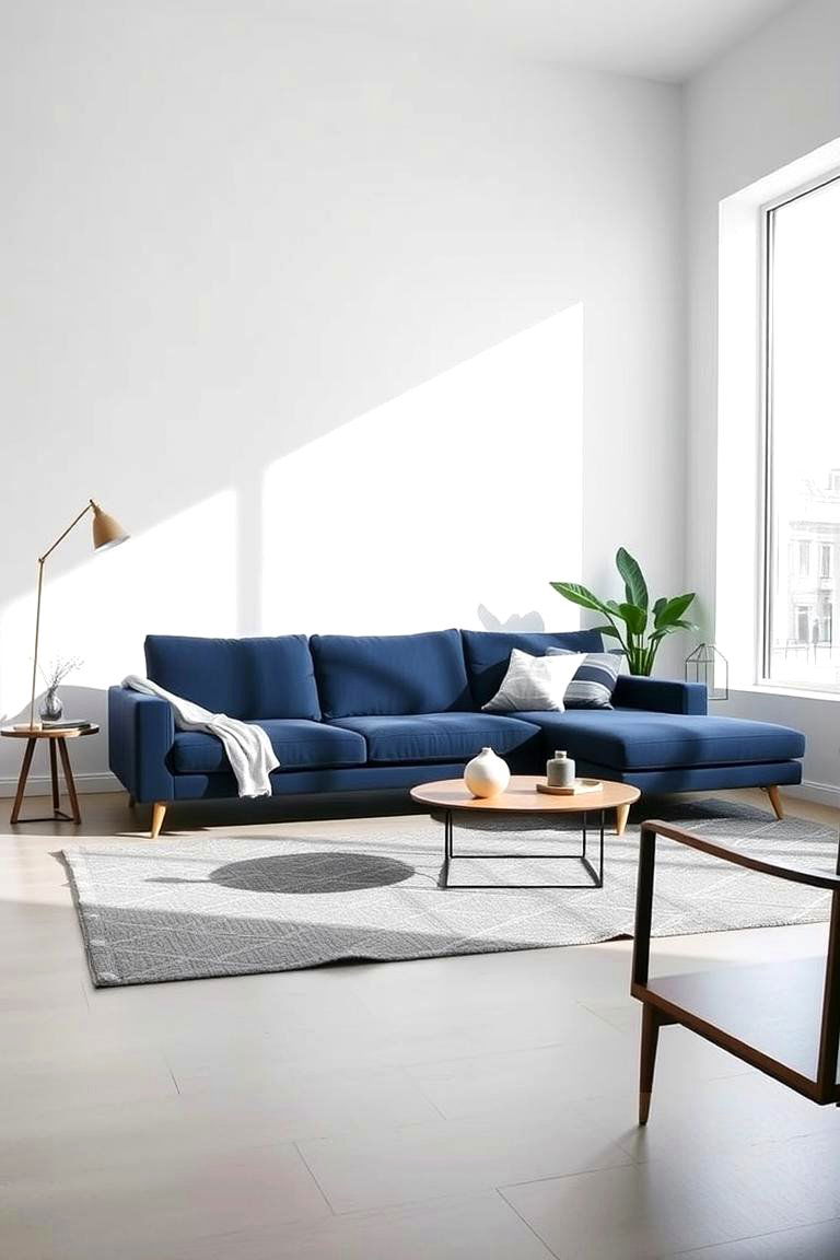 Using Navy Blue and Grey in a Modern Style - 24 Navy Blue and Grey Living Room Ideas