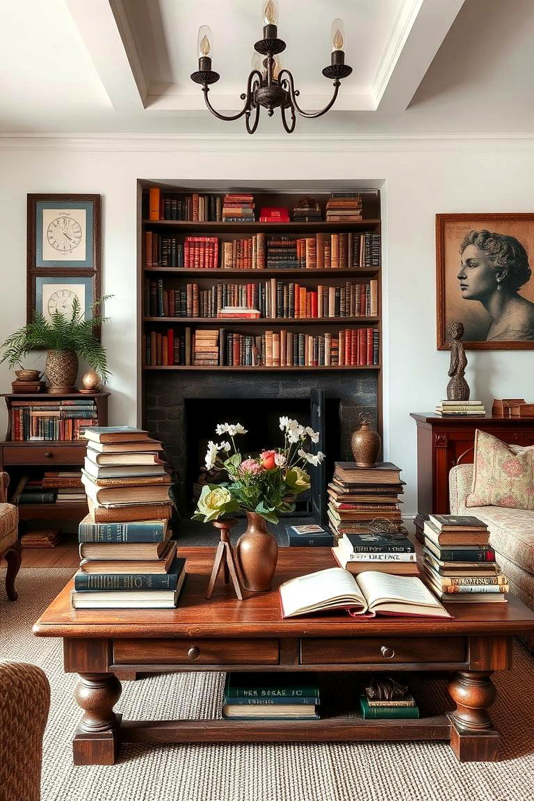 Using Old Books as Decor - 24 Shabby-chic Style Living Room Ideas