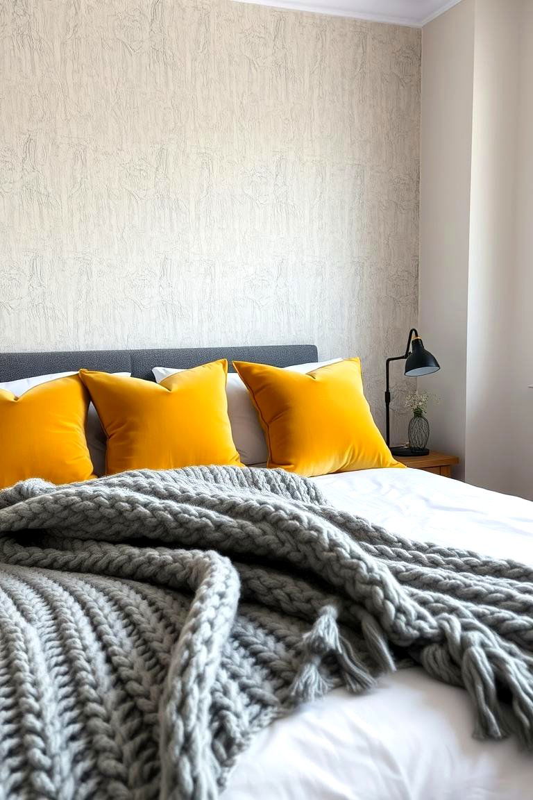 Using Texture to Enhance the Color Scheme - 24 Yellow and Grey Bedroom Ideas