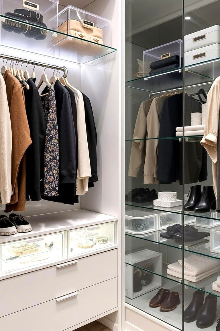 Using Transparent Storage - 24 Dressing Room Ideas