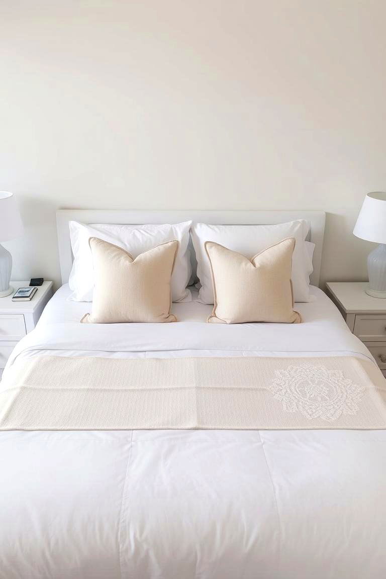 Using White Bedding with Cream Accents - 24 White and Cream Bedroom Ideas