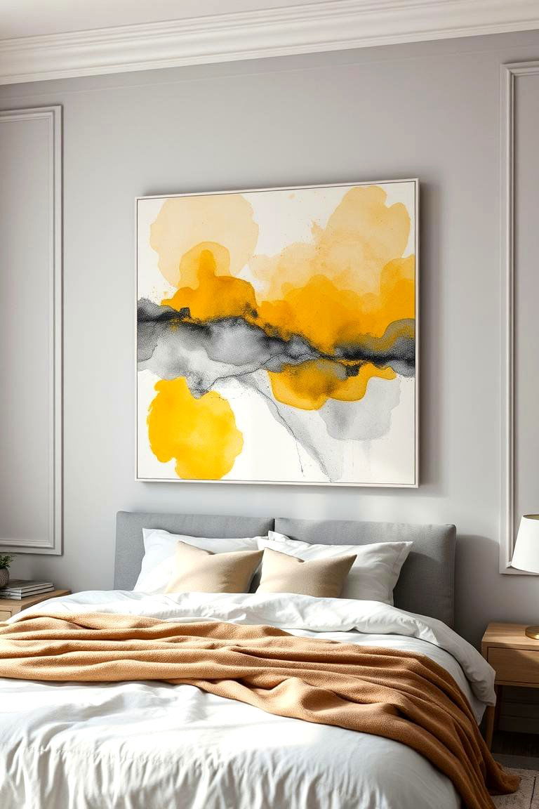 Using Yellow and Grey in Artwork - 24 Yellow and Grey Bedroom Ideas