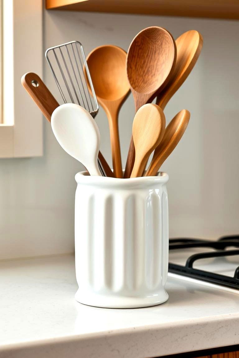 Utensil Holder with Vintage Style - 24 Retro Kitchen Ideas