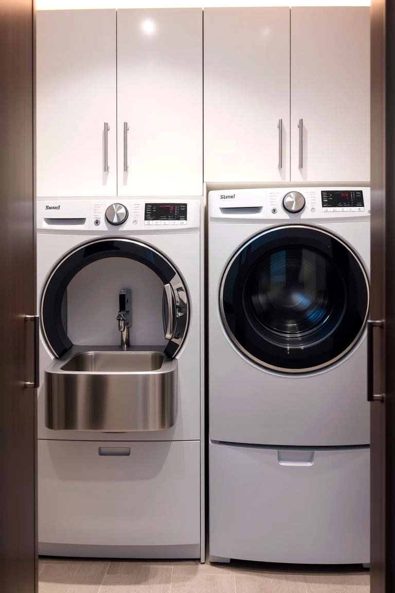 Utility Sink Addition Enhanced Functionality - 24 Small Laundry Room Ideas With a Top Load Washing Machine