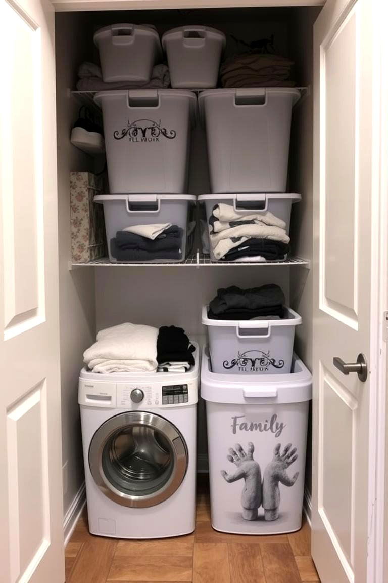 Utilize Custom Laundry Bins for Sorting - 24 basement laundry room ideas