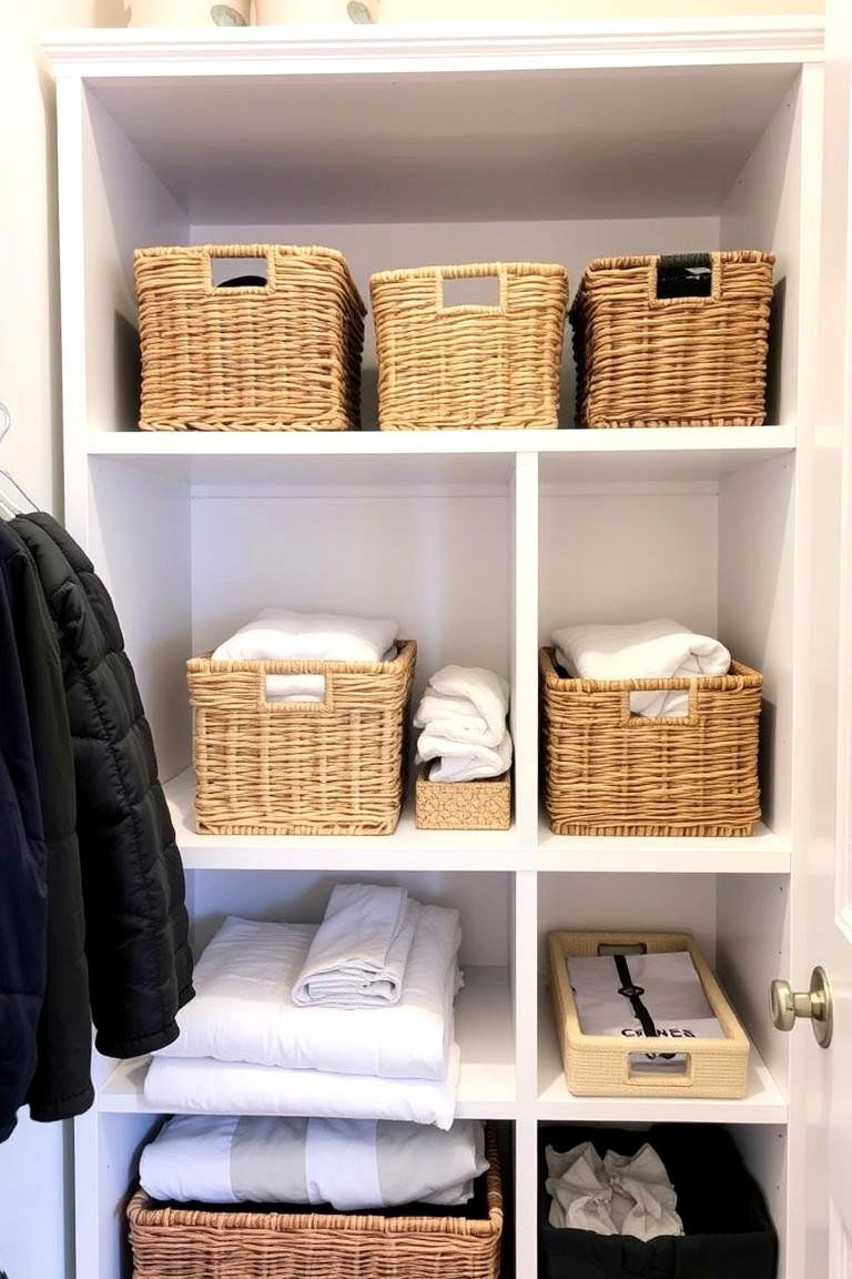 Utilize Decorative Baskets and Bins - 24 Small Dressing Room Ideas