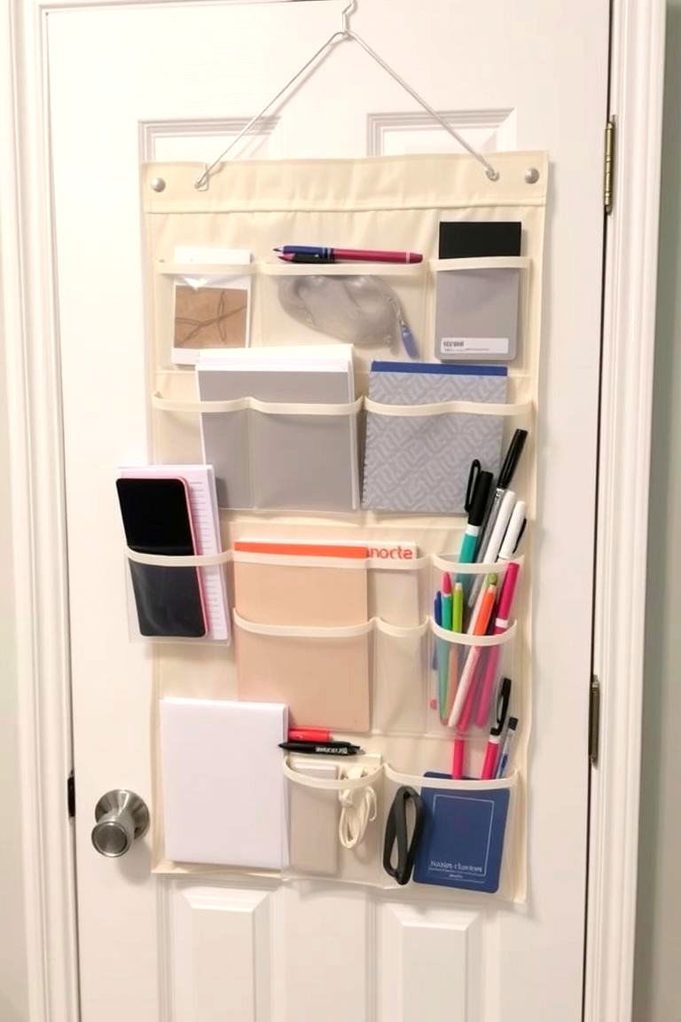 Utilize Door Space with Over the Door Organizers - 24 Office Storage Ideas