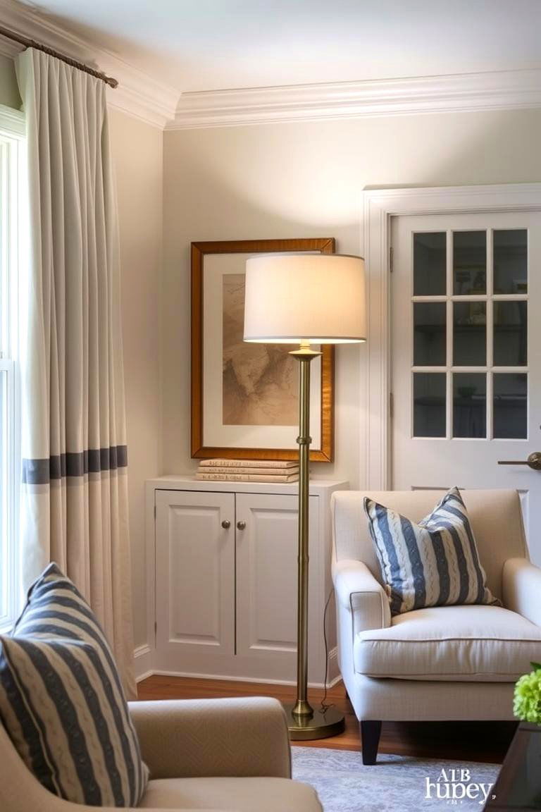 Utilize Floor Lamps for Focused Lighting - 24 Hamptons Living Room Ideas