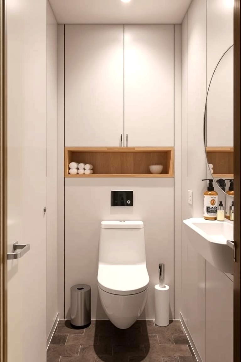 Utilize Hidden Storage for a Clean Clutter Free Look - 24 Half Bathroom Ideas
